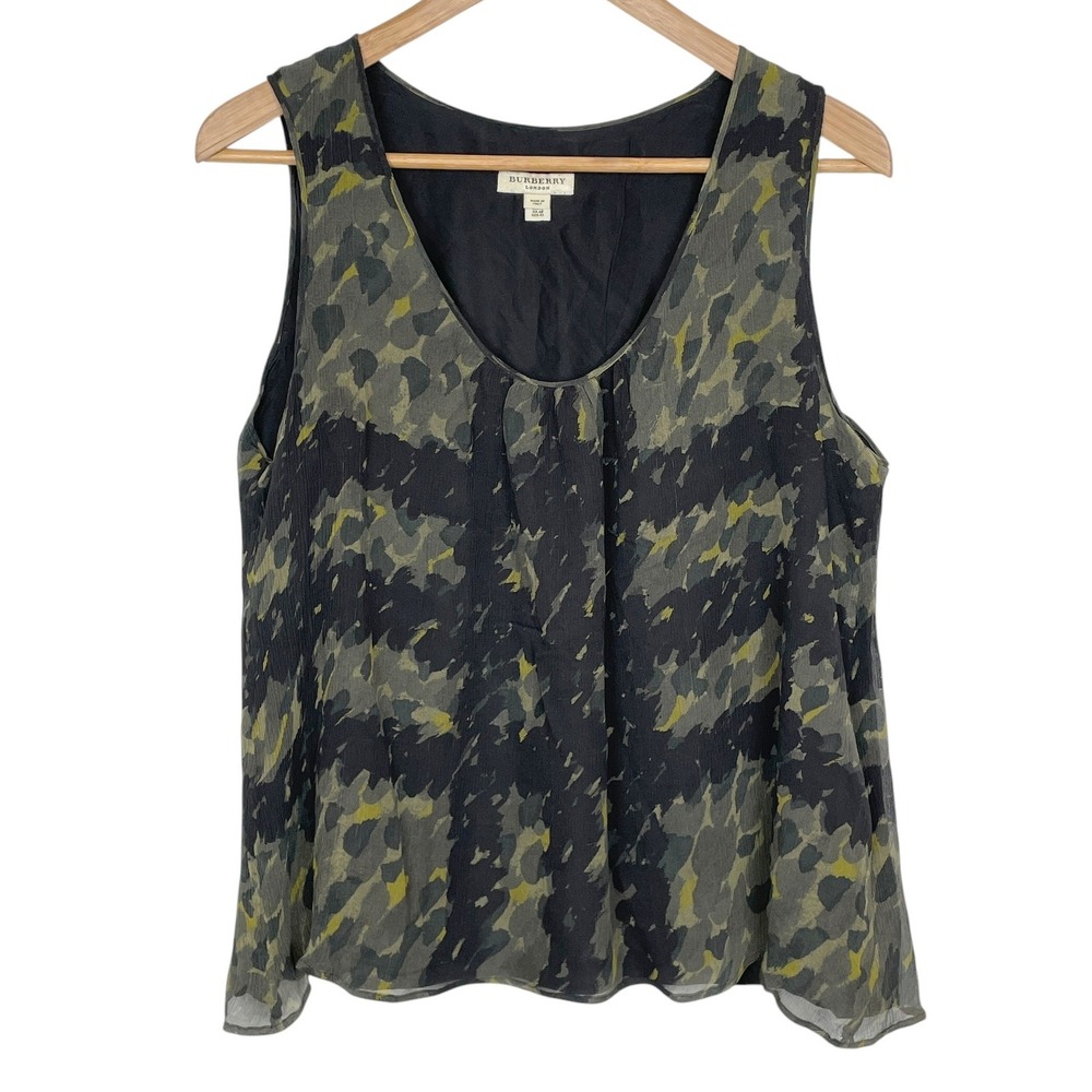 Burberry London Women Silk Abstract Print Sleeveless Top 12 US Quiet Luxury Chic